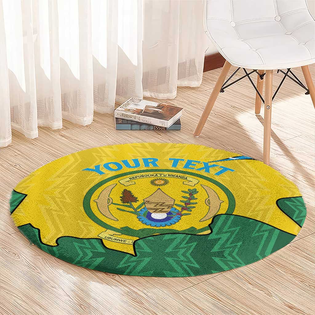 Personalized Rwanda Round Carpet Coat Of Arms Imigongo Pattern - Sporty Style