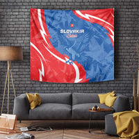 Slovakia flag tapestry with blue eagle and red-white sweeping wave stripes
