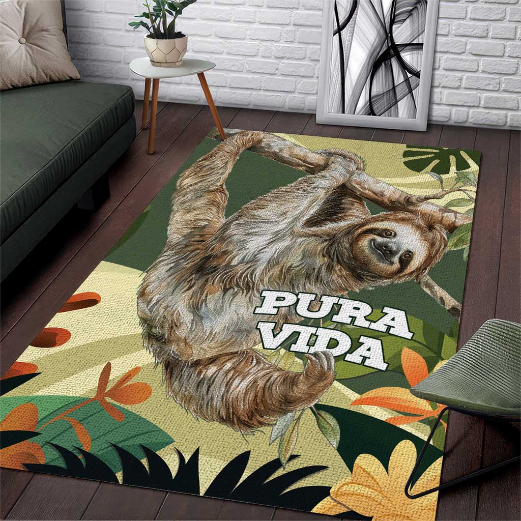 Pura Vida Costa Rica Sloth Area Rug Tropical Flowers Vintage Color - Wonder Print Shop