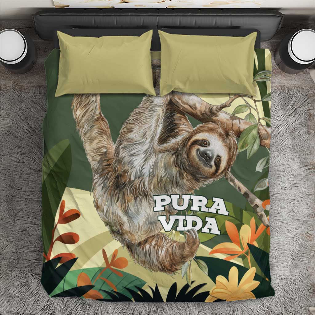 Pura Vida Costa Rica Sloth Bedding Set Tropical Flowers Vintage Color - Wonder Print Shop