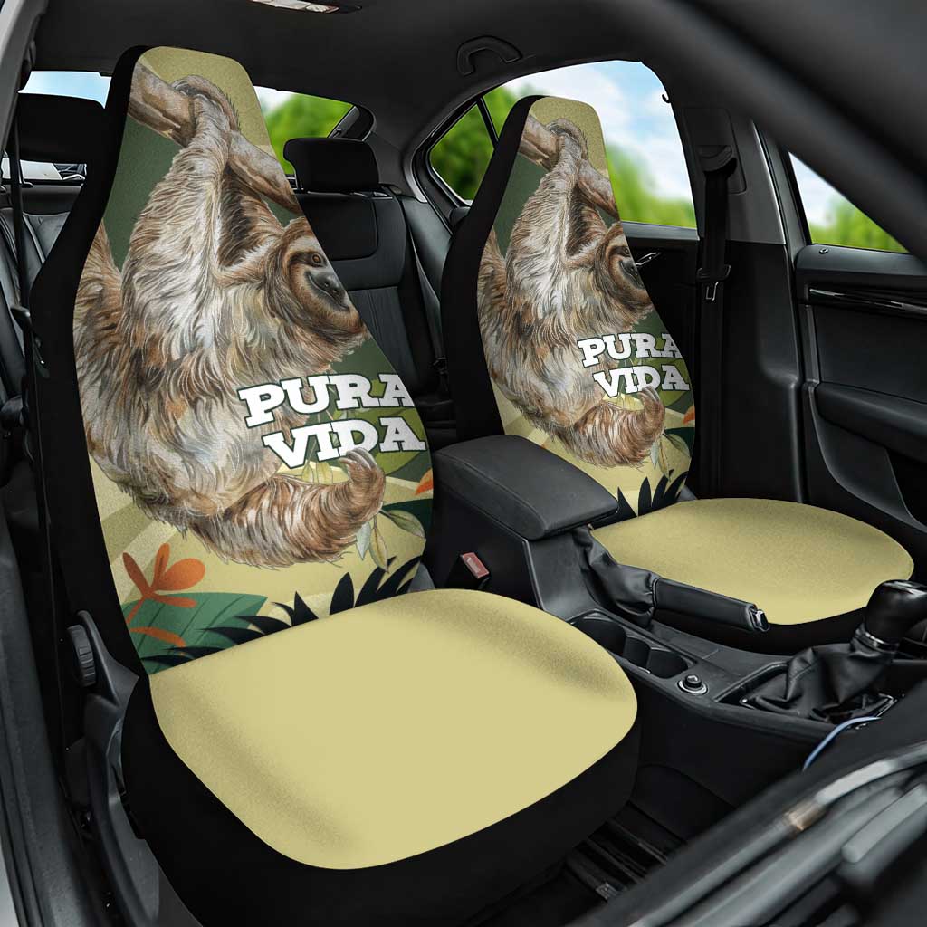 Pura Vida Costa Rica Sloth Car Seat Cover Tropical Flowers Vintage Color - Wonder Print Shop