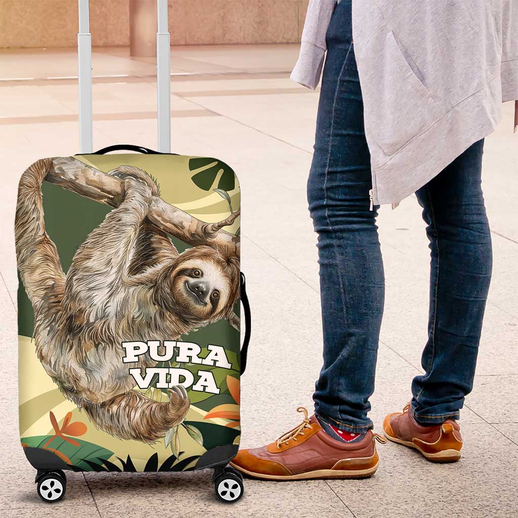 Pura Vida Costa Rica Sloth Luggage Cover Tropical Flowers Vintage Color - Wonder Print Shop