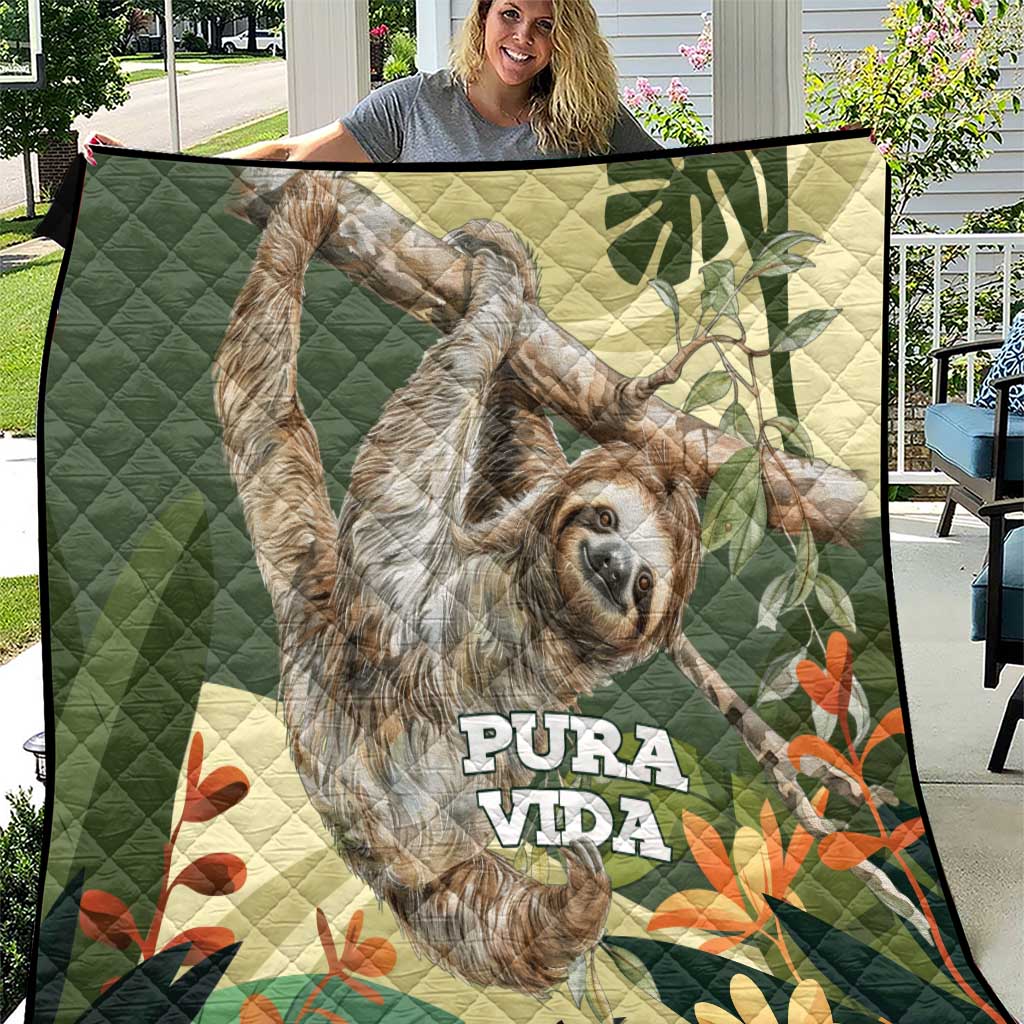 Pura Vida Costa Rica Sloth Quilt Tropical Flowers Vintage Color