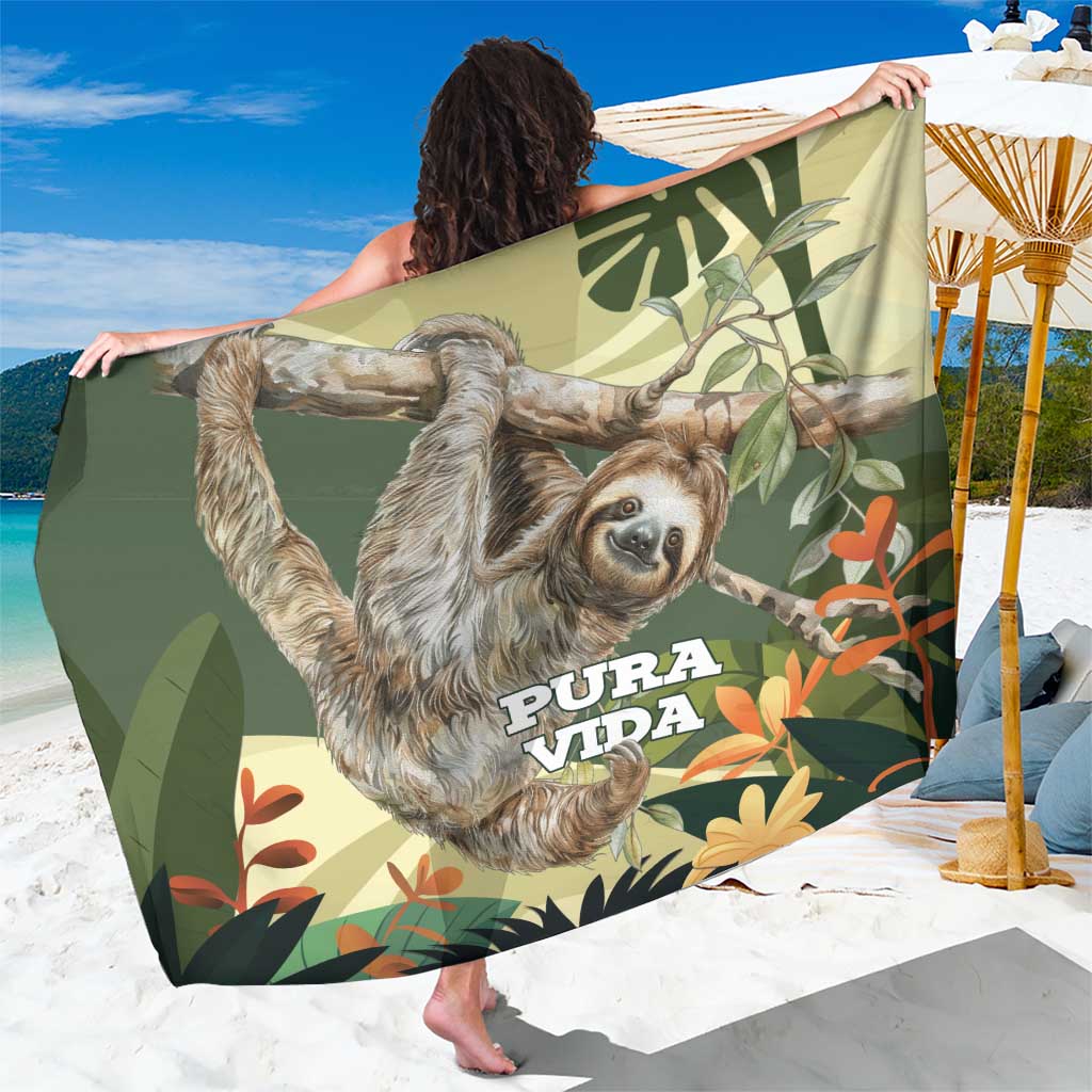 Pura Vida Costa Rica Sloth Sarong Tropical Flowers Vintage Color - Wonder Print Shop