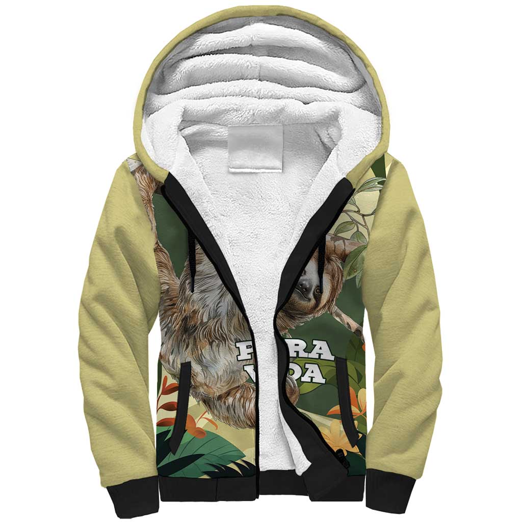 Pura Vida Costa Rica Sloth Sherpa Hoodie Tropical Flowers Vintage Color - Wonder Print Shop