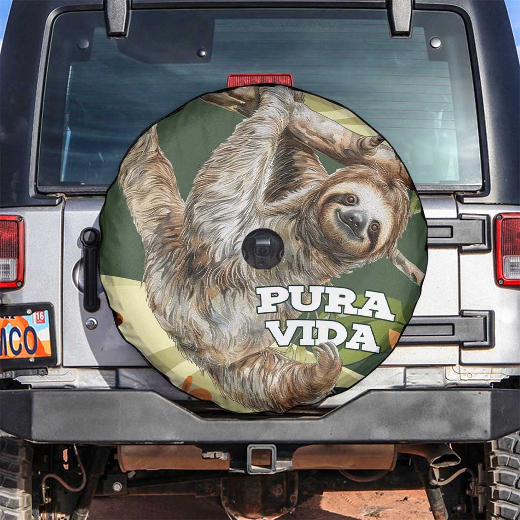 Pura Vida Costa Rica Sloth Spare Tire Cover Tropical Flowers Vintage Color - Wonder Print Shop