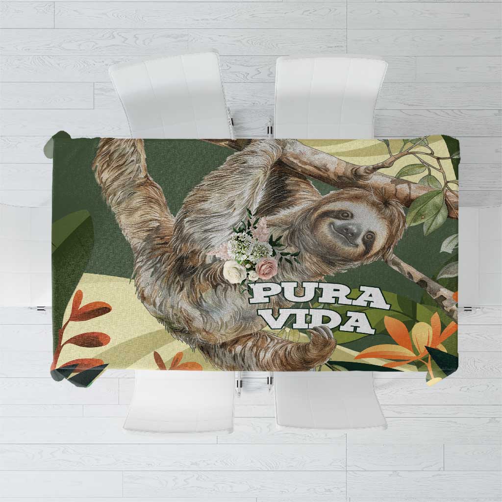 Pura Vida Costa Rica Sloth Tablecloth Tropical Flowers Vintage Color - Wonder Print Shop