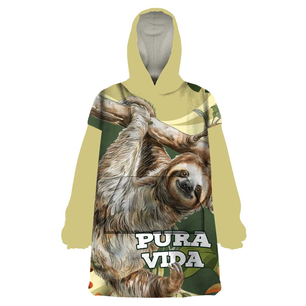 Pura Vida Costa Rica Sloth Wearable Blanket Hoodie Tropical Flowers Vintage Color - Wonder Print Shop