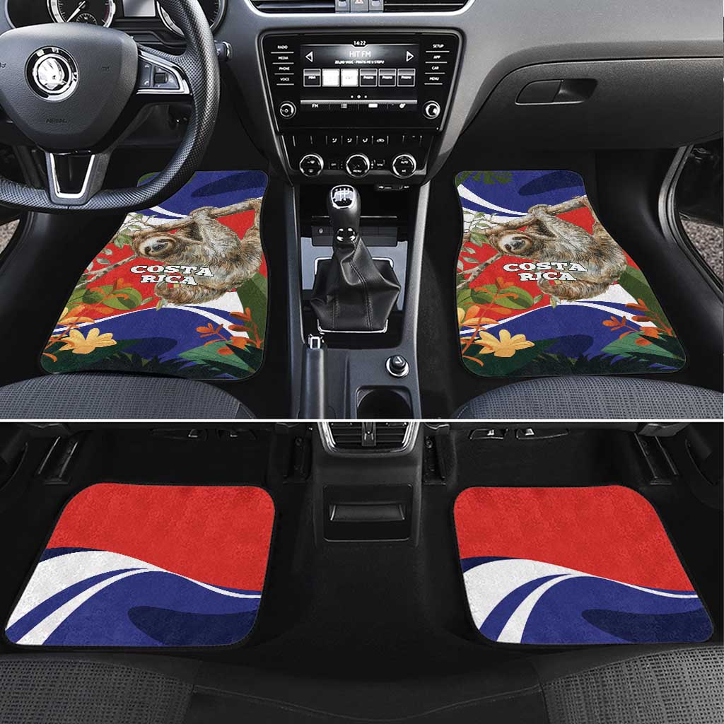 Pura Vida Costa Rica Sloth Car Mats Tropical Flowers Flag Color - Wonder Print Shop