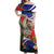 Pura Vida Costa Rica Sloth Off Shoulder Maxi Dress Tropical Flowers Flag Color - Wonder Print Shop