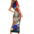 Pura Vida Costa Rica Sloth Short Sleeve Bodycon Dress Tropical Flowers Flag Color - Wonder Print Shop