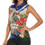 Pura Vida Costa Rica Sloth Women Sleeveless Polo Shirt Tropical Flowers Flag Color - Wonder Print Shop