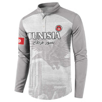 Custom Tunisia Football Button Sweatshirt White Eagles of Carthage - Wonder Print Shop