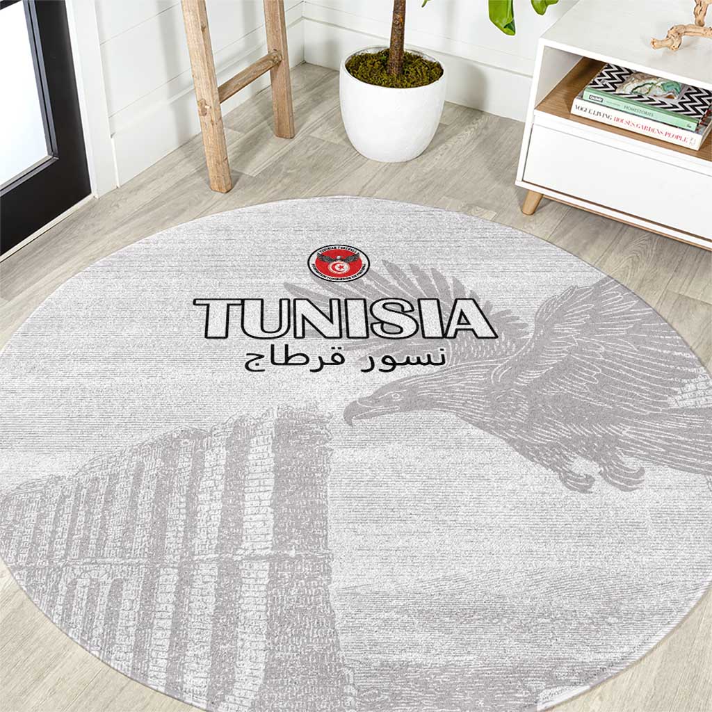 Tunisia Football Round Carpet White Eagles of Carthage - Wonder Print Shop