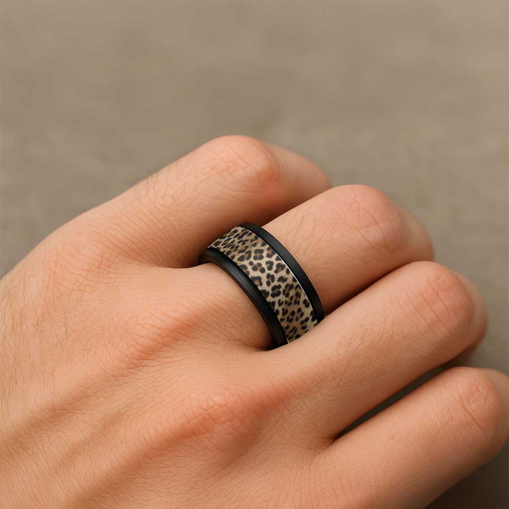 African Leopards Skin Pattern Spinner Ring - Wonder Print Shop