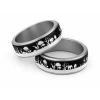 African Safari Animal Landscape Classic Ring Black Version - Wonder Print Shop