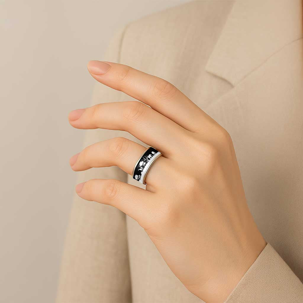 African Safari Animal Landscape Classic Ring Black Version - Wonder Print Shop