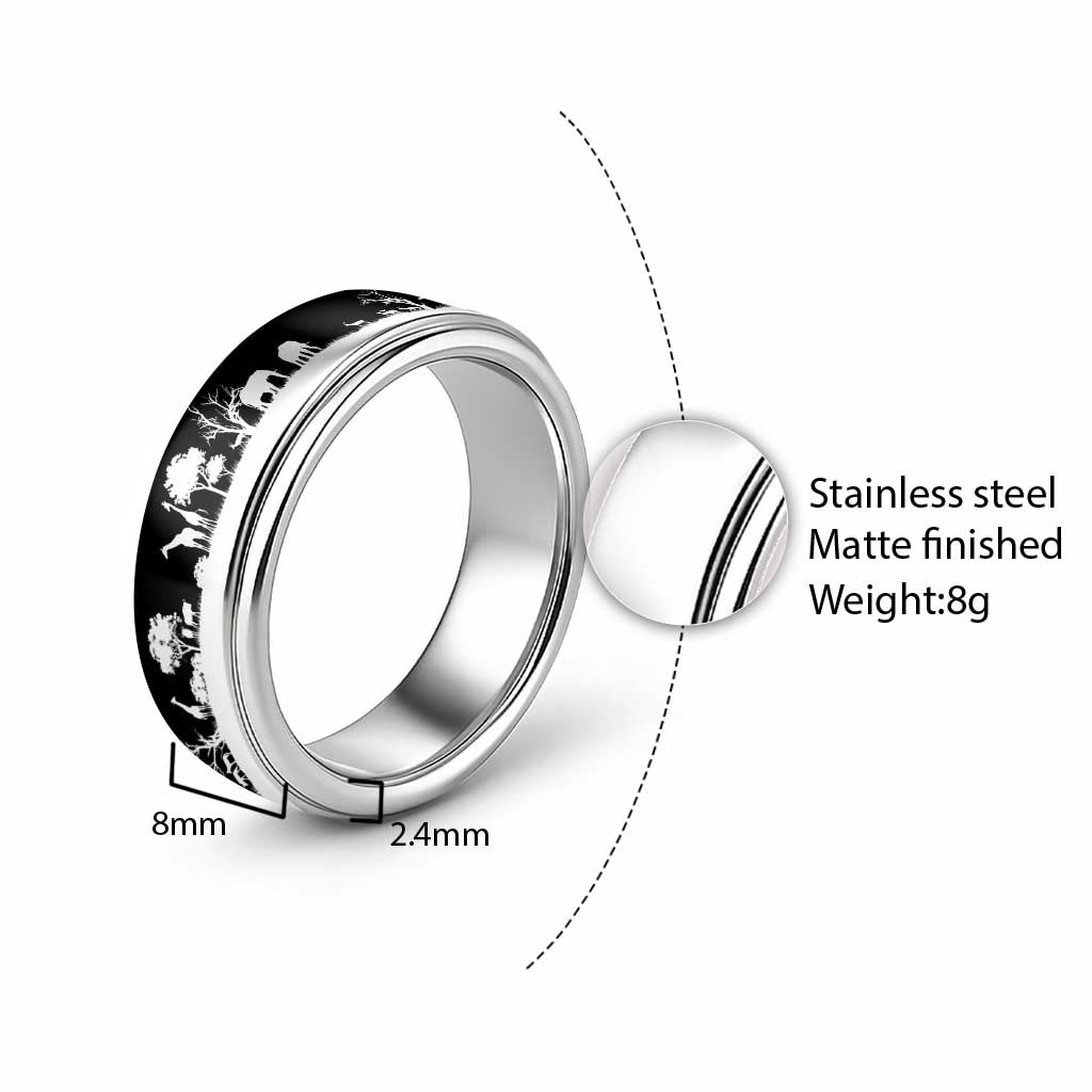 African Safari Animal Landscape Classic Ring Black Version - Wonder Print Shop