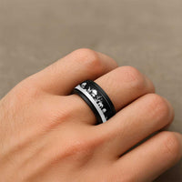 African Safari Animal Landscape Spinner Ring Black Version - Wonder Print Shop