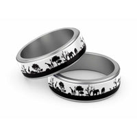African Safari Animal Landscape Classic Ring White Version - Wonder Print Shop