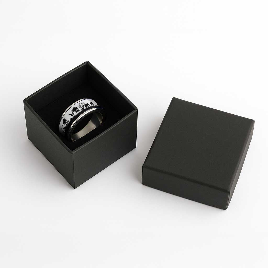 African Safari Animal Landscape Classic Ring White Version - Wonder Print Shop