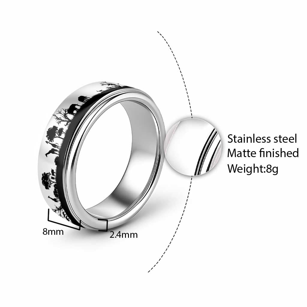 African Safari Animal Landscape Classic Ring White Version - Wonder Print Shop