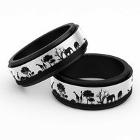 African Safari Animal Landscape Spinner Ring White Version - Wonder Print Shop