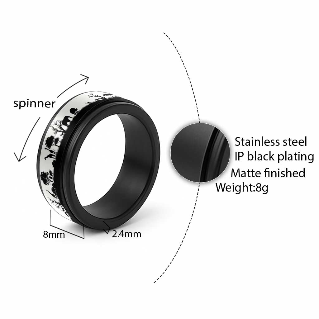 African Safari Animal Landscape Spinner Ring White Version - Wonder Print Shop
