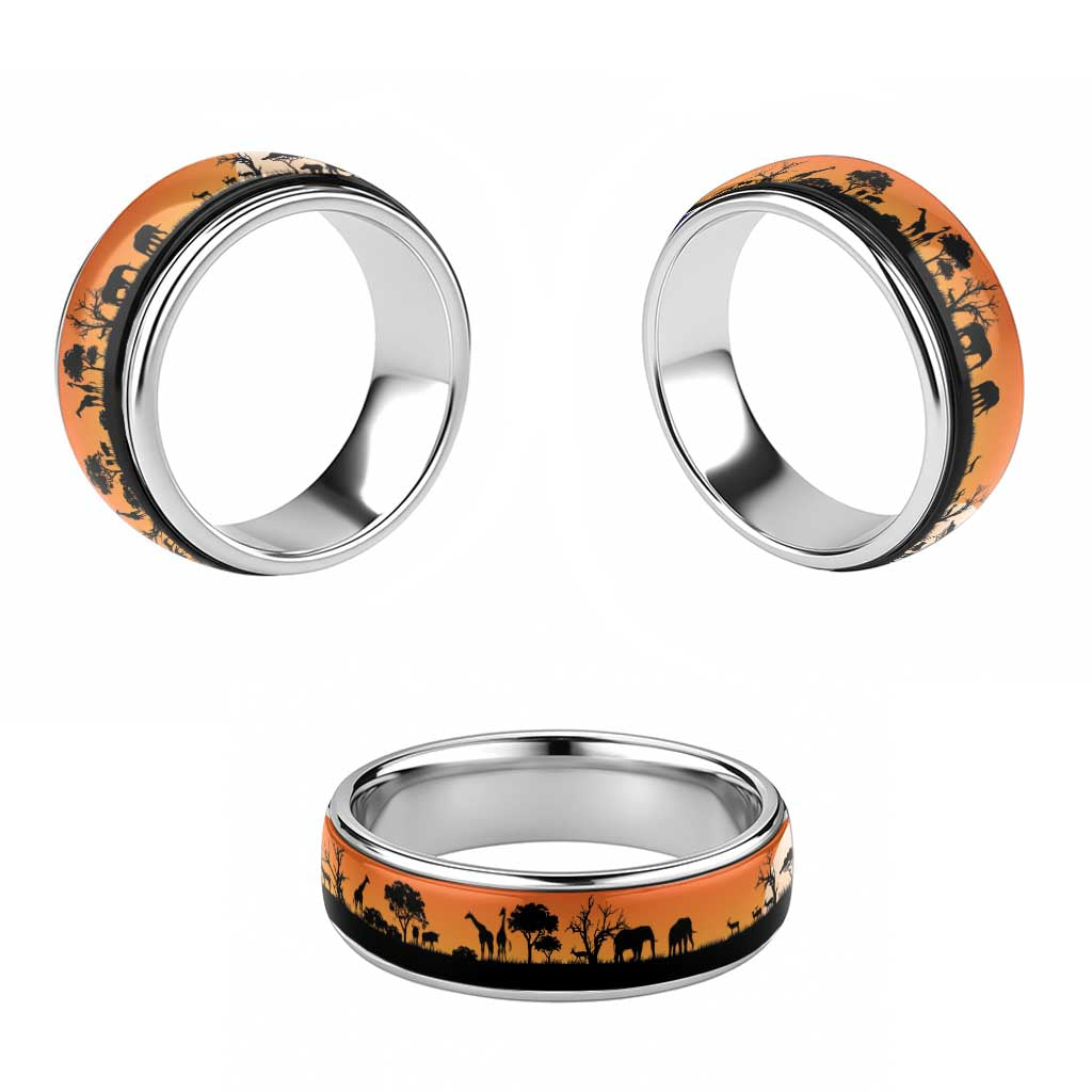 African Safari Animal Landscape Classic Ring Sunset Version - Wonder Print Shop
