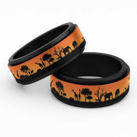 African Safari Animal Landscape Spinner Ring Sunset Version - Wonder Print Shop