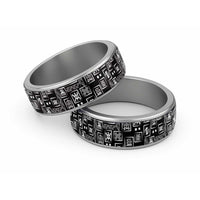 African Adinkra Symbols - Black Classic Ring - Wonder Print Shop
