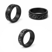 African Adinkra Symbols - Black Spinner Ring - Wonder Print Shop