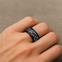 African Adinkra Symbols - Black Spinner Ring - Wonder Print Shop