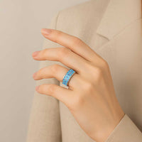Blue Islamic Geometric Pattern Classic Ring - Wonder Print Shop