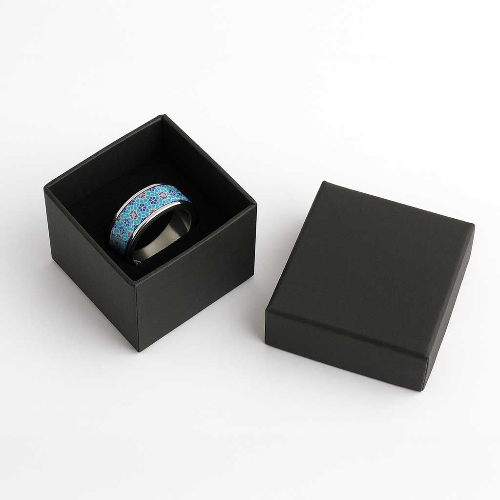Blue Islamic Geometric Pattern Classic Ring - Wonder Print Shop
