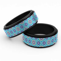 Blue Islamic Geometric Pattern Spinner Ring - Wonder Print Shop
