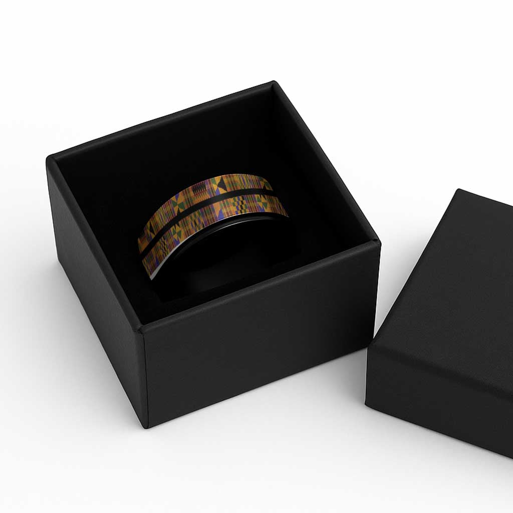 Kente African Pattern Spinner Ring - Wonder Print Shop