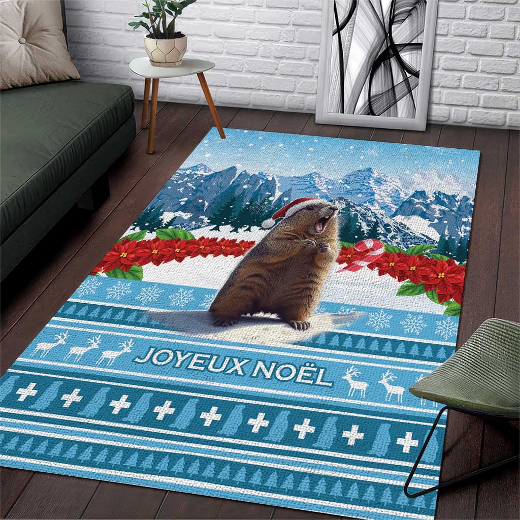 Switzerland Christmas Marmot Area Rug Joyeux Noel - Wonder Print Shop