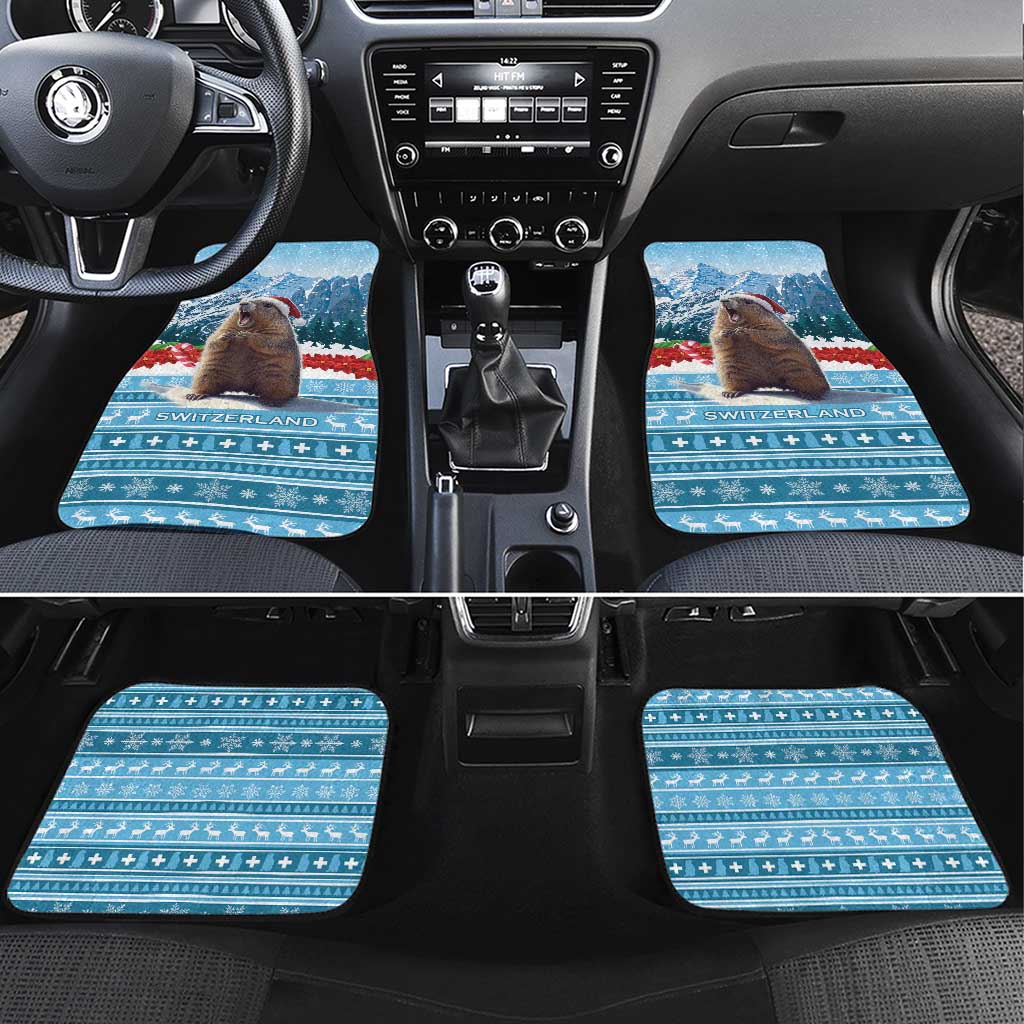 Switzerland Christmas Marmot Car Mats Joyeux Noel - Wonder Print Shop