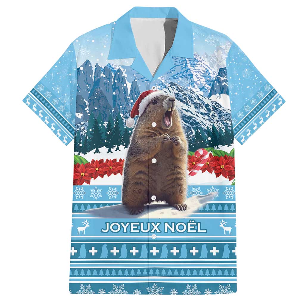 Switzerland Christmas Marmot Hawaiian Shirt Joyeux Noel - Wonder Print Shop