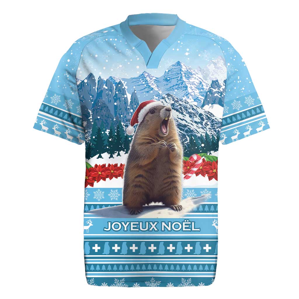 Switzerland Christmas Marmot Rugby Jersey Joyeux Noel