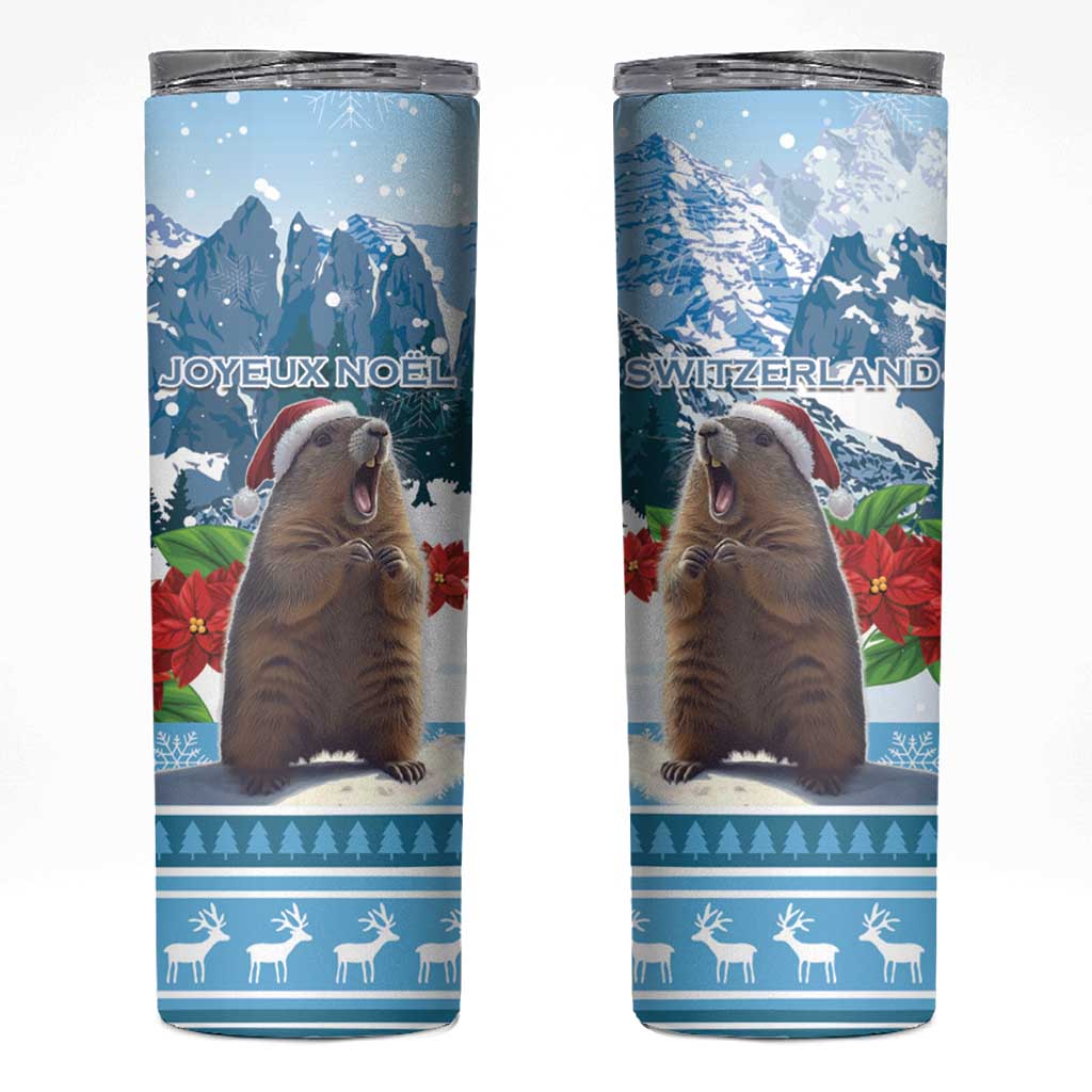 Switzerland Christmas Marmot Skinny Tumbler Joyeux Noel