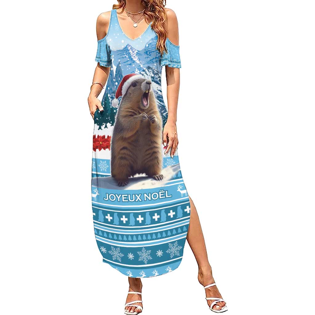 Switzerland Christmas Marmot Summer Maxi Dress Joyeux Noel