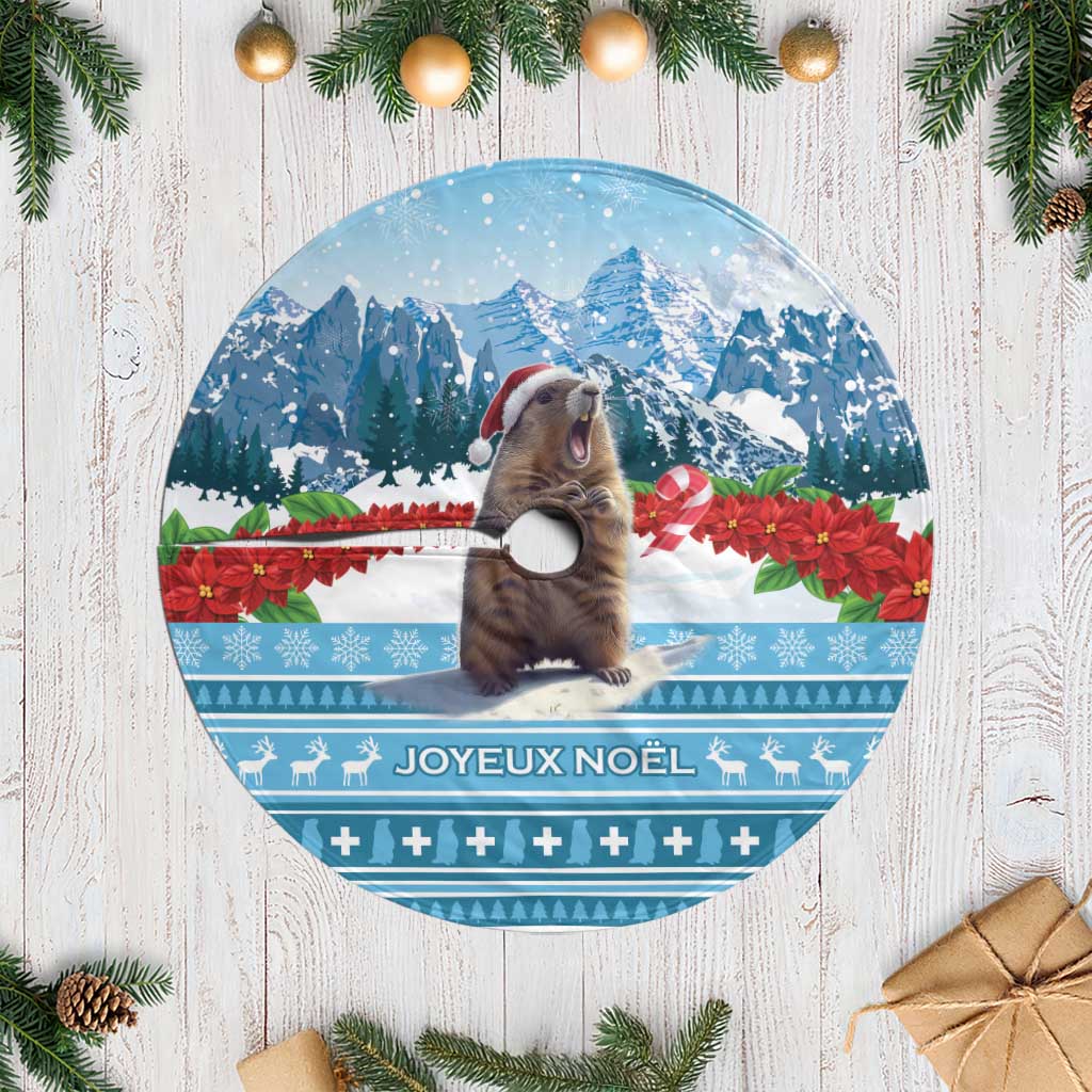 Switzerland Christmas Marmot Tree Skirt Joyeux Noel