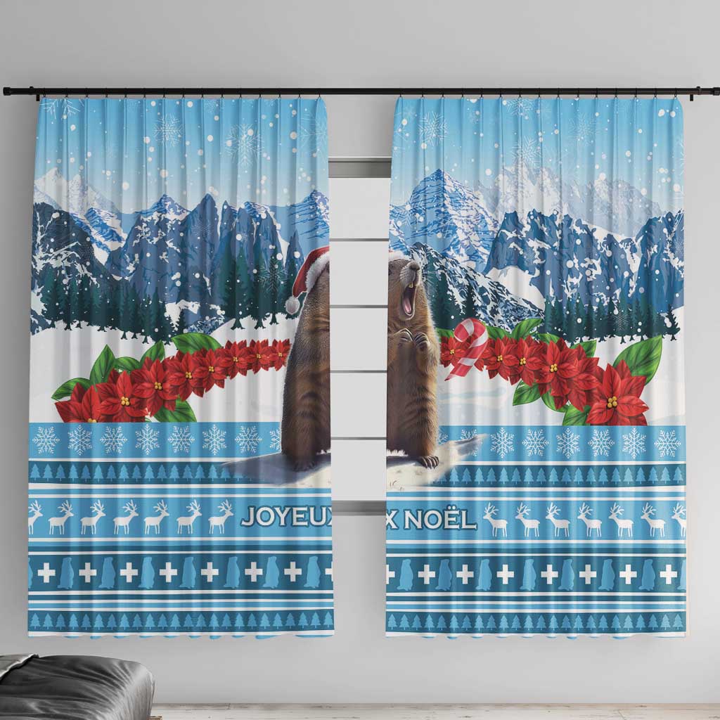 Switzerland Christmas Marmot Window Curtain Joyeux Noel