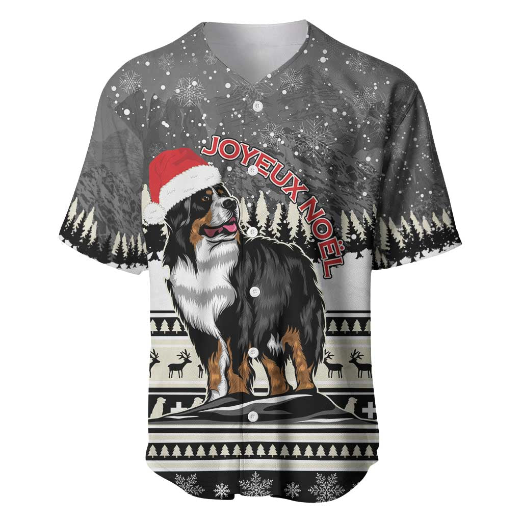 Switzerland Christmas Bernese Mountain Dog Baseball Jersey Joyeux Noel - Wonder Print Shop