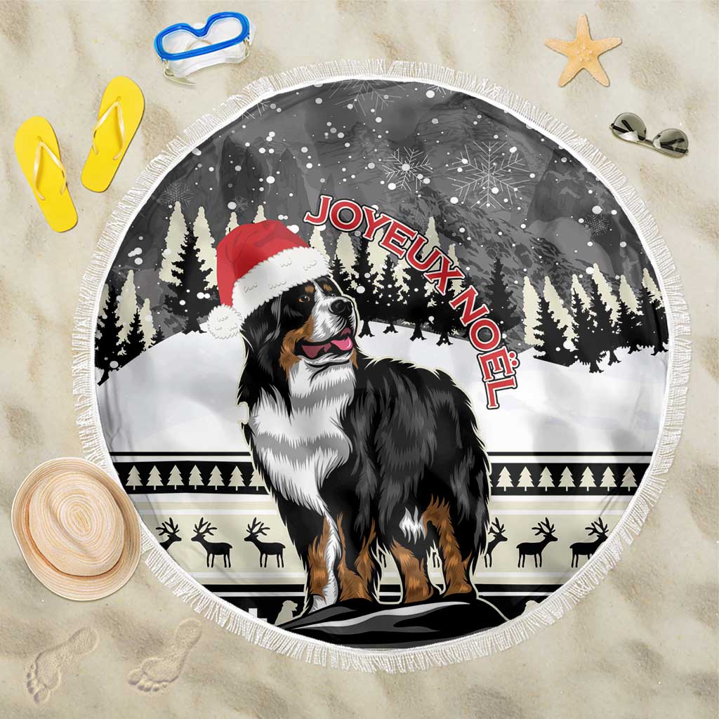 Switzerland Christmas Bernese Mountain Dog Beach Blanket Joyeux Noel - Wonder Print Shop