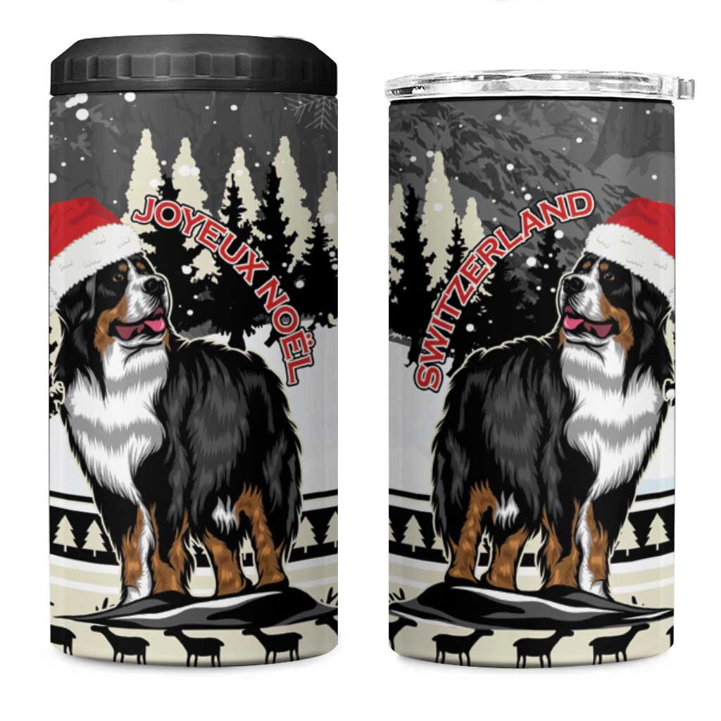 Switzerland Christmas Bernese Mountain Dog 4 in 1 Can Cooler Tumbler Joyeux Noel - Wonder Print Shop