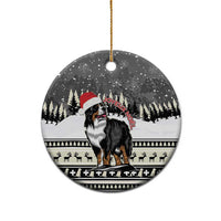 Ceramic round Bernese mountain dog Christmas ornament with gold hanging loop