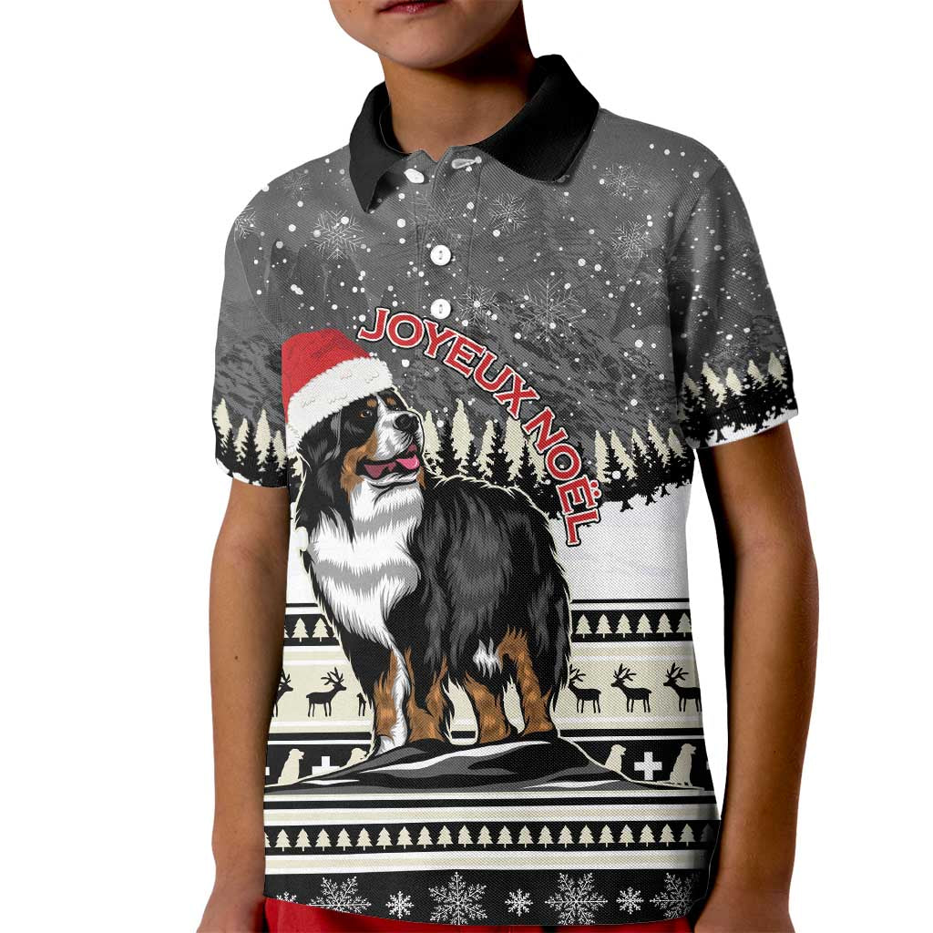 Switzerland Christmas Bernese Mountain Dog Kid Polo Shirt Joyeux Noel - Wonder Print Shop